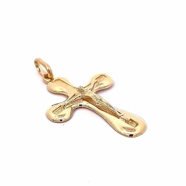 18k Yellow Gold Solid Crucifix Image 2 Arezzo Jewelers Elmwood Park, IL