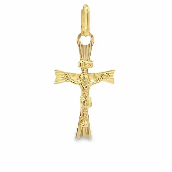 14k Yellow Gold Small Diamond Cut Crucifix Arezzo Jewelers Elmwood Park, IL