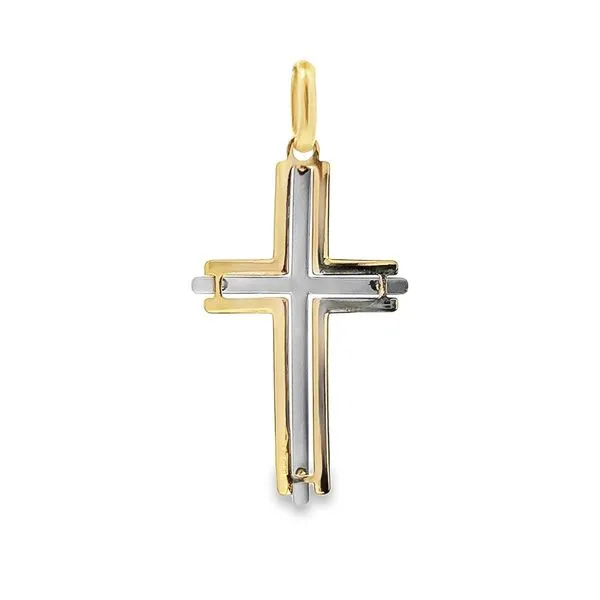 18K Two Tone Gold Cross Image 4 Arezzo Jewelers Elmwood Park, IL