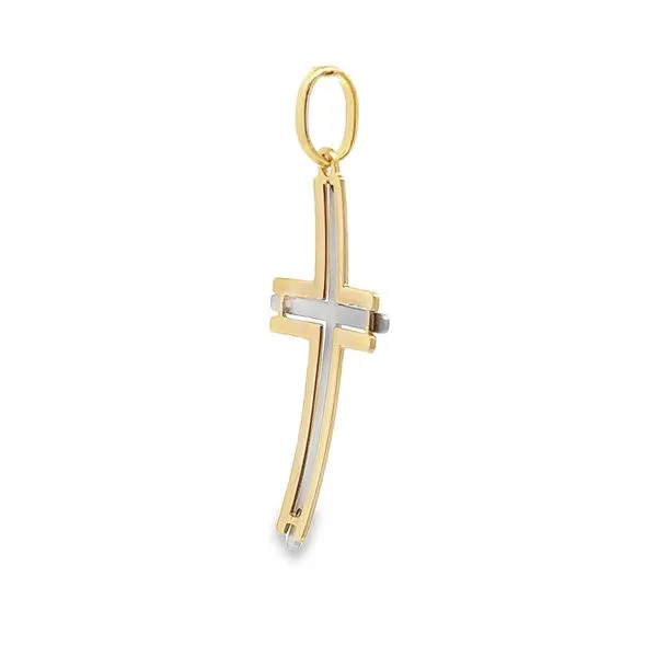 18K Two Tone Gold Cross Image 3 Arezzo Jewelers Elmwood Park, IL