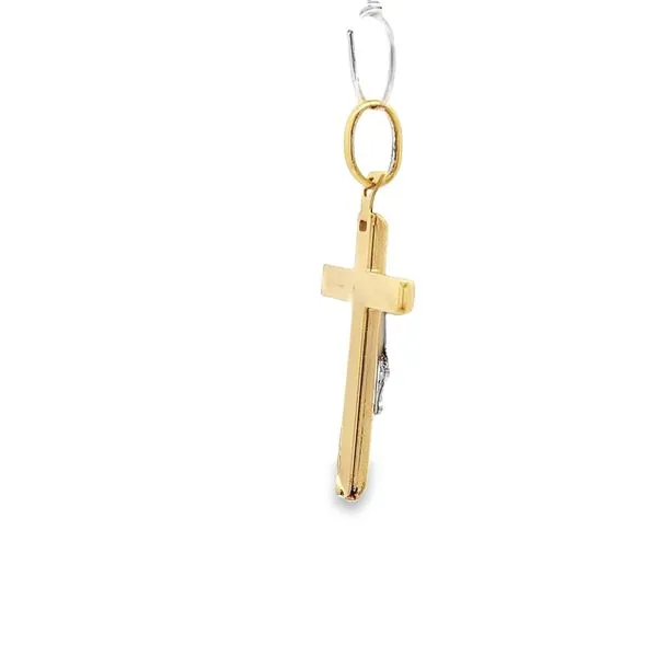 18K Two Tone Hollow Crucifix Cross Image 3 Arezzo Jewelers Elmwood Park, IL