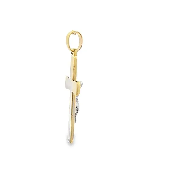18K Two Tone Hollow Crucifix Cross Image 3 Arezzo Jewelers Elmwood Park, IL