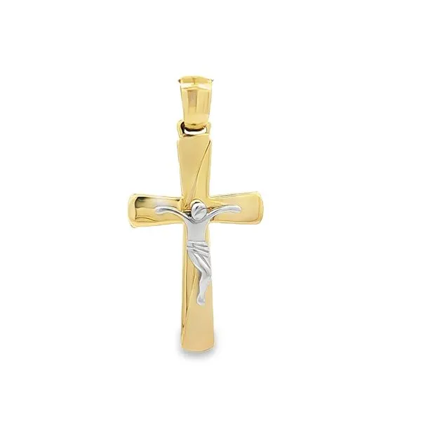 18K Two Tone Hollow Crucifix Cross Arezzo Jewelers Elmwood Park, IL