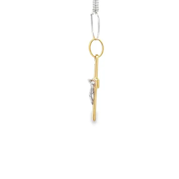 18K Two Tone Small Crucifix Cross Image 2 Arezzo Jewelers Elmwood Park, IL