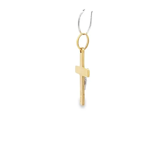18K Two Tone Small Crucifix Cross Image 3 Arezzo Jewelers Elmwood Park, IL