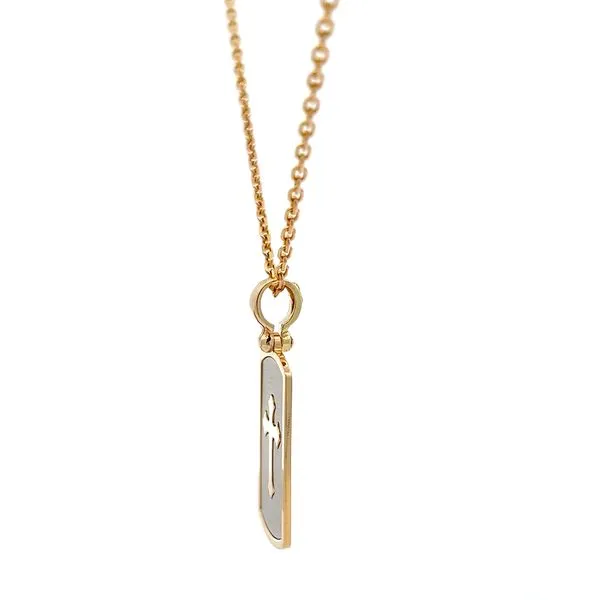 18k Two Tone Gold Dog Tag Cross Pendant Image 3 Arezzo Jewelers Elmwood Park, IL