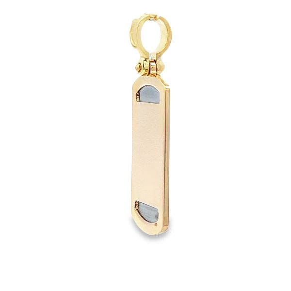 18k Two Tone Gold Dog Tag with Cross Image 3 Arezzo Jewelers Elmwood Park, IL