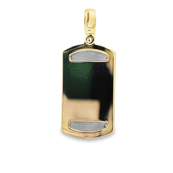 18k Two Tone Gold Dog Tag with Cross Image 4 Arezzo Jewelers Elmwood Park, IL