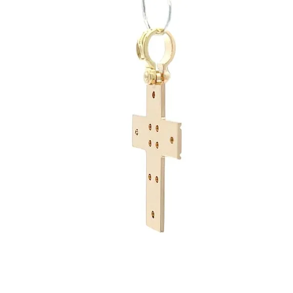 18K Yellow Gold Fancy Solid Cross Pendant Image 3 Arezzo Jewelers Elmwood Park, IL