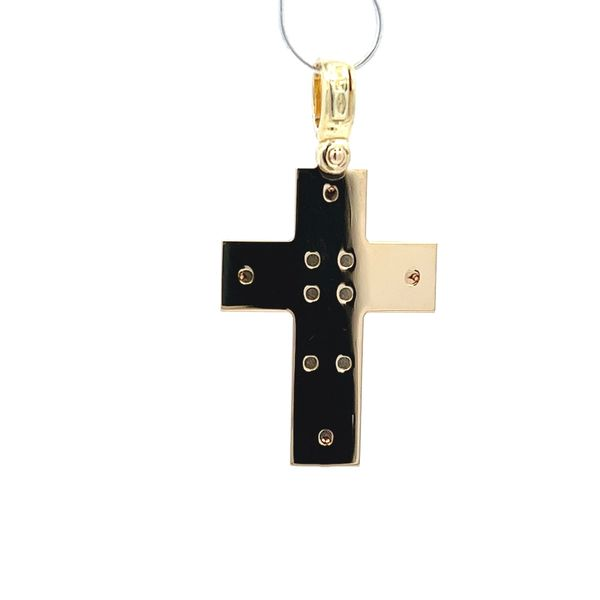 18K Yellow Gold Fancy Solid Cross Pendant Image 4 Arezzo Jewelers Elmwood Park, IL