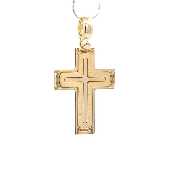 18K Yellow Gold Fancy Solid Cross Pendant Arezzo Jewelers Elmwood Park, IL