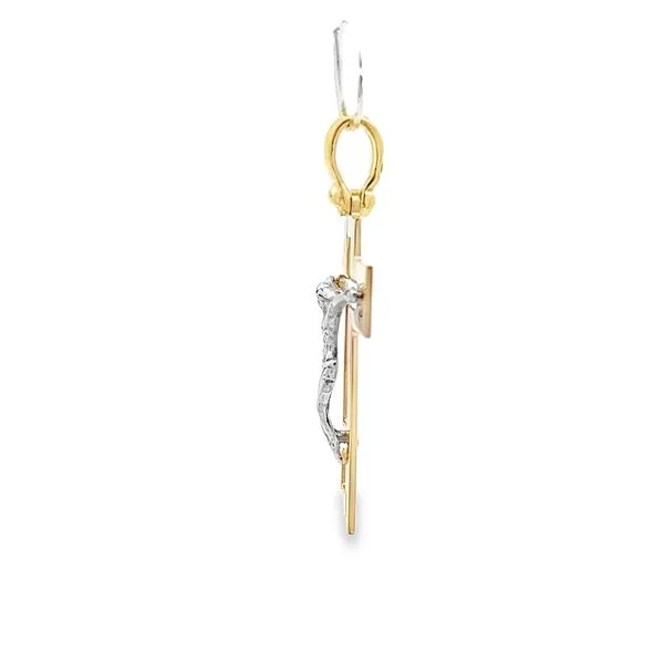 18K Two Tone Gold Crucifix with Sculpted Jesus Figure Image 3 Arezzo Jewelers Elmwood Park, IL