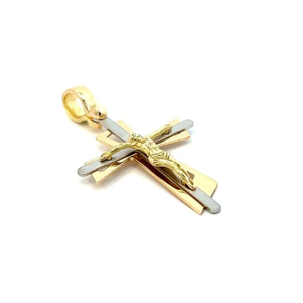 18K Two Tone Gold Crucifix Cross Image 2 Arezzo Jewelers Elmwood, IL