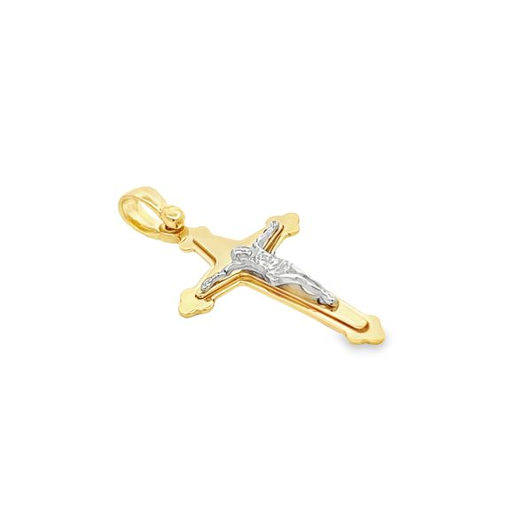 18K Two Tone Gold Crucifix Cross Image 2 Arezzo Jewelers Elmwood Park, IL