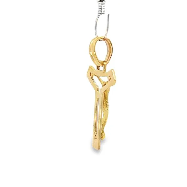 18K Yellow Gold Solid Crucifix Cross Pendant Image 3 Arezzo Jewelers Elmwood Park, IL