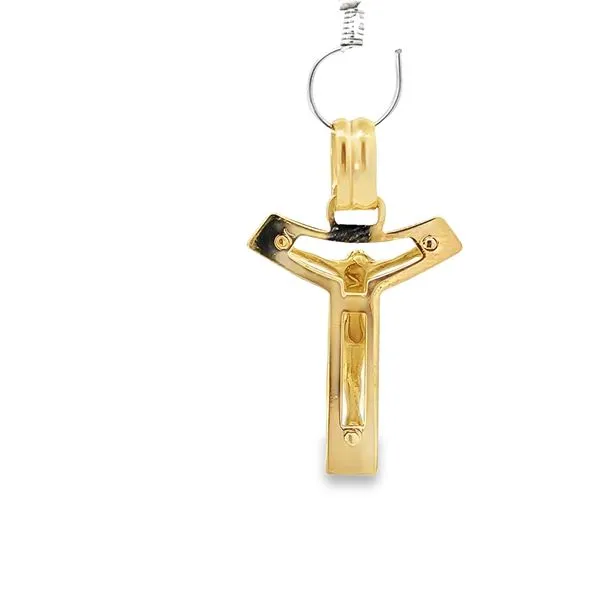 18K Yellow Gold Solid Crucifix Cross Pendant Image 4 Arezzo Jewelers Elmwood Park, IL