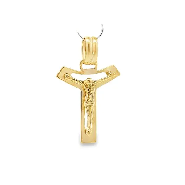 18K Yellow Gold Solid Crucifix Cross Pendant Arezzo Jewelers Elmwood Park, IL