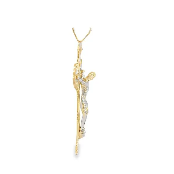 14 Karat Two Tone Solid Diamond Cut Crucifix Image 2 Arezzo Jewelers Elmwood Park, IL
