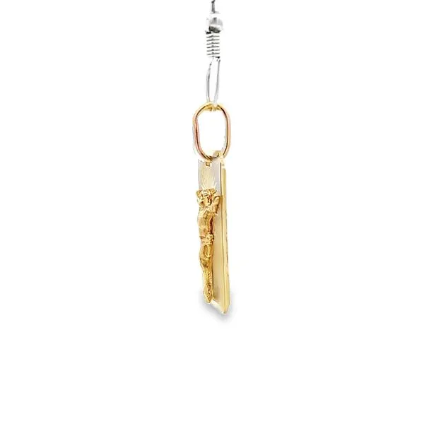 14K Yellow Gold Crucifix Dog Tag Pendant Image 2 Arezzo Jewelers Elmwood, IL