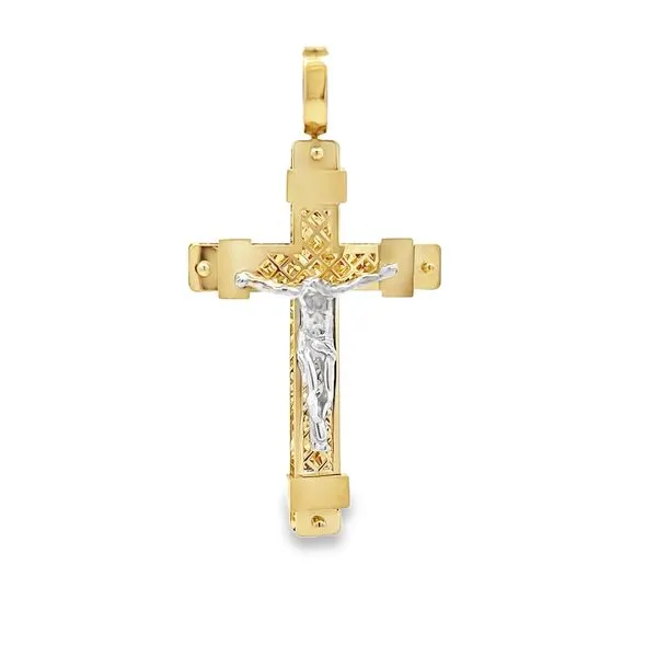 14K Two Tone Solid Gold Crucifix Cross Image 2 Arezzo Jewelers Elmwood Park, IL