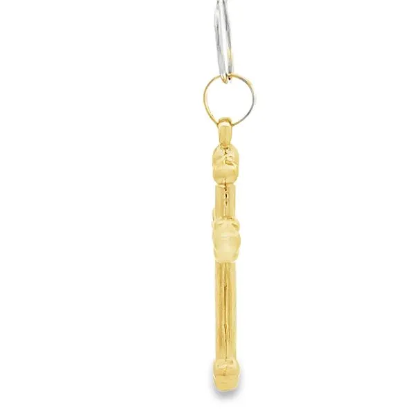 14K Yellow Gold 3D Budded Cross Image 4 Arezzo Jewelers Elmwood Park, IL
