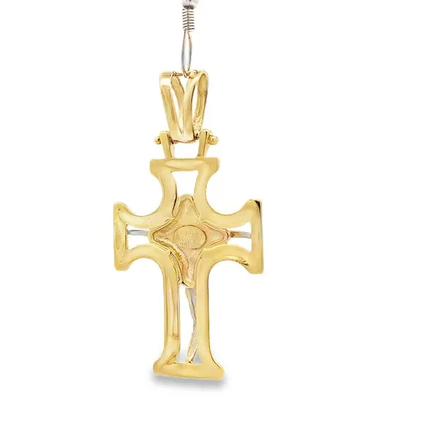 18 Karat Two Tone Solid Crucifix Cross Image 3 Arezzo Jewelers Elmwood Park, IL