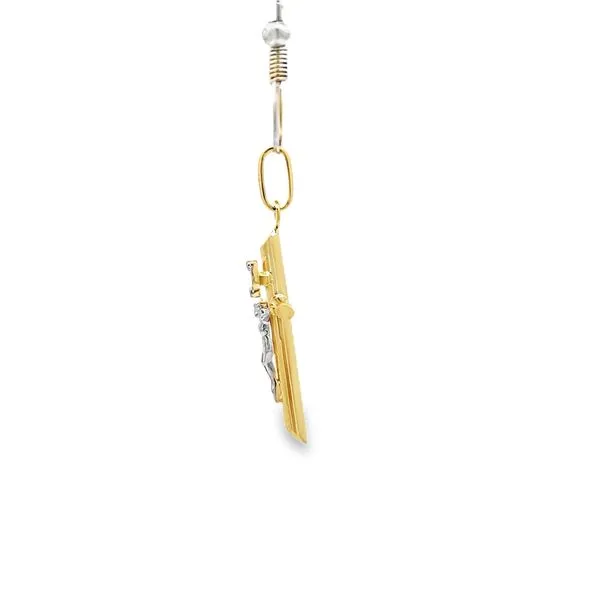 14K Two Tone Gold Hollow Crucifix Cross Image 4 Arezzo Jewelers Elmwood Park, IL