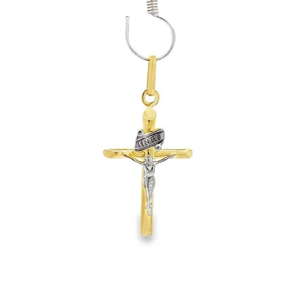 14K Two Tone Gold Hollow Crucifix Cross Arezzo Jewelers Elmwood Park, IL