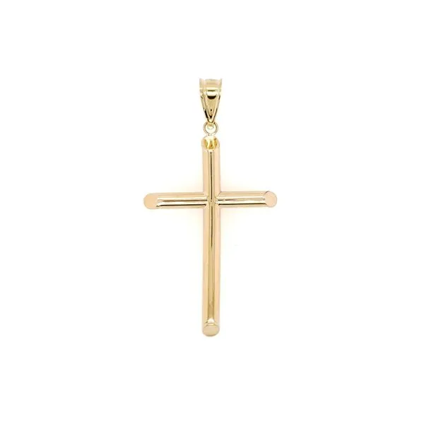14 Karat Yellow Gold Hollow Tube Cross at Arezzo Jewelers in Elmwood Park, IL.