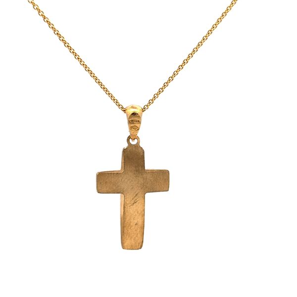 18 Karat Two Tone Gold Cross Necklace - 18
