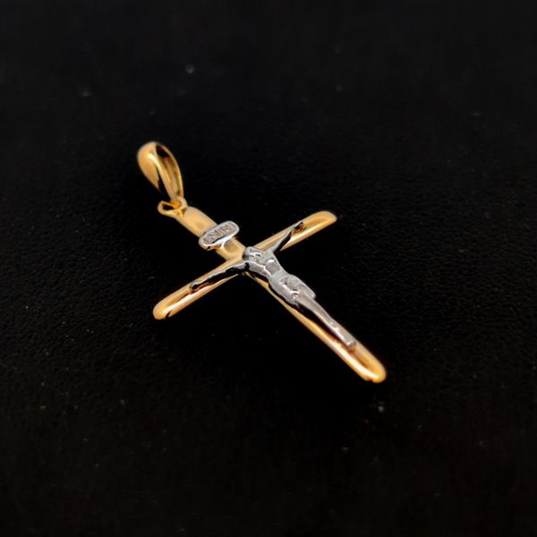 14 Karat Two Tone Gold Lightweight Crucifix Cross Image 3 Arezzo Jewelers Elmwood Park, IL