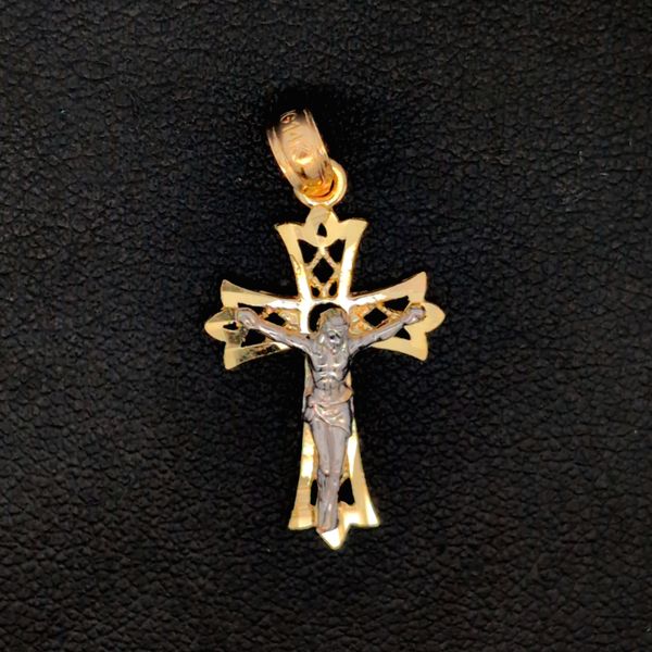 14 Karat Two Tone Crucifix Cross Image 2 Arezzo Jewelers Elmwood Park, IL