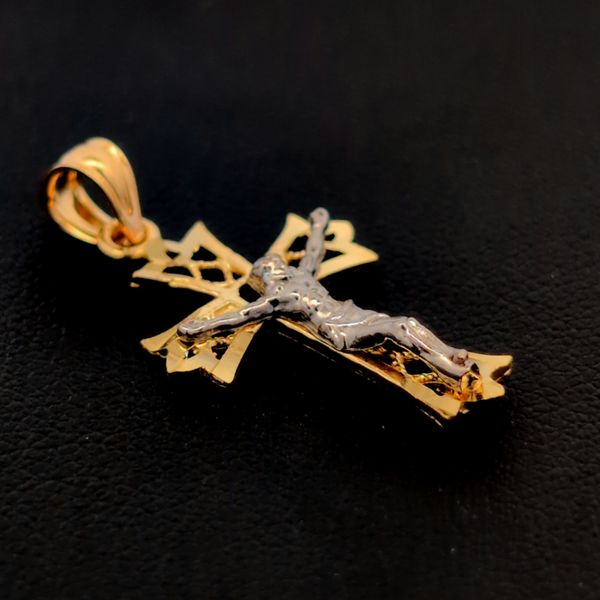 14 Karat Two Tone Crucifix Cross Image 3 Arezzo Jewelers Elmwood Park, IL