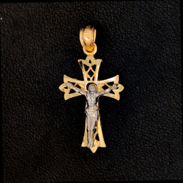 14 Karat Two Tone Crucifix Cross Arezzo Jewelers Elmwood Park, IL