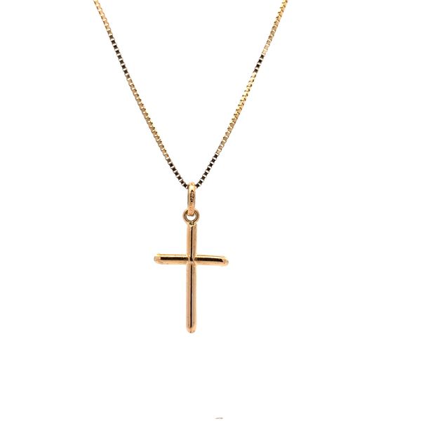 18 Karat Two Tone Gold Childrens Cross Necklace Pendant Image 3 Arezzo Jewelers Elmwood Park, IL