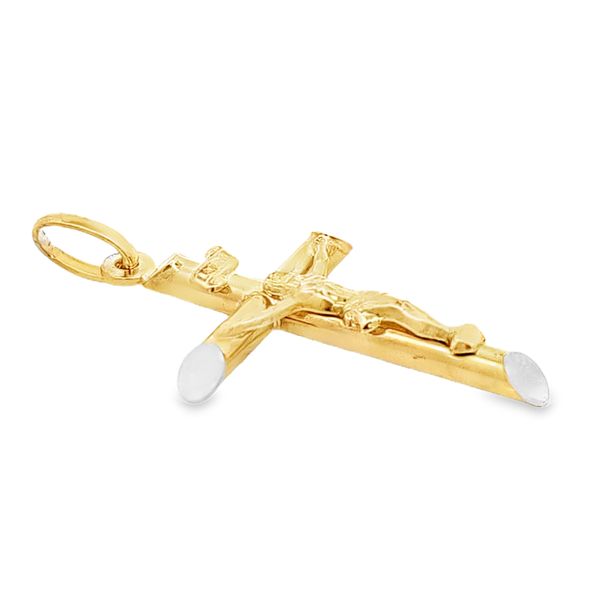 18k Two Tone Gold Italian Crucifix Cross Image 2 Arezzo Jewelers Elmwood Park, IL