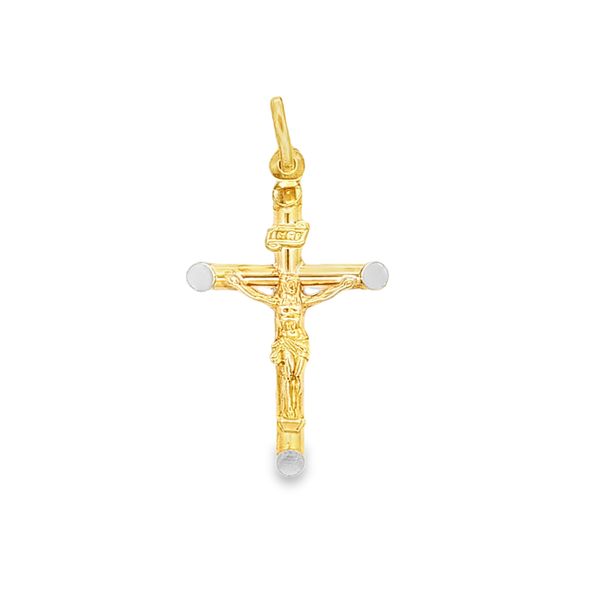 18k Two Tone Gold Italian Crucifix Cross Arezzo Jewelers Elmwood Park, IL