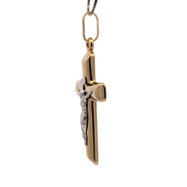 14K Two Tone Gold Crucifix Cross Pendant Image 2 Arezzo Jewelers Elmwood Park, IL