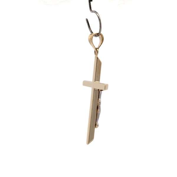 14K Two Tone Square Crucifix Cross Pendant Image 3 Arezzo Jewelers Elmwood Park, IL