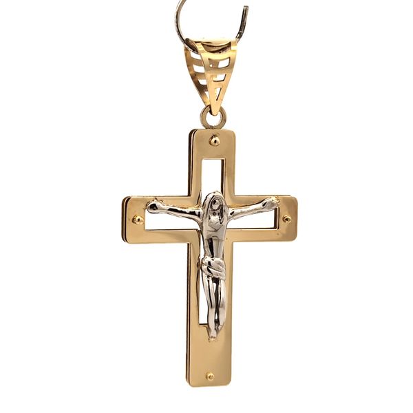14k Two-Tone Gold Cut-Out Crucifix Pendant Arezzo Jewelers Elmwood Park, IL