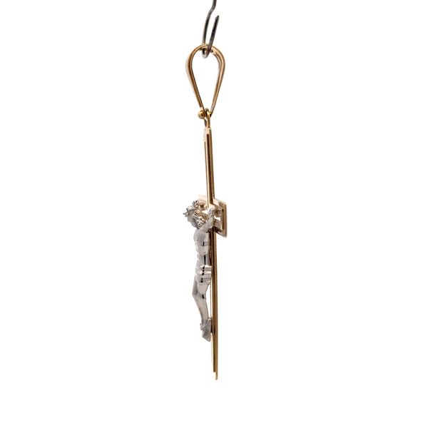 14K Two-Tone Yellow Gold Cut-Out Crucifix Pendant Image 2 Arezzo Jewelers Elmwood Park, IL