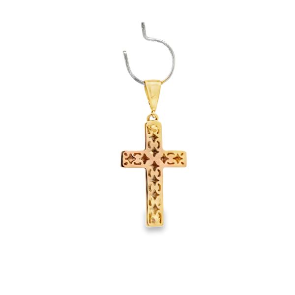 14K Two Tone Small Plain Cross Pendant Image 3 Arezzo Jewelers Elmwood Park, IL