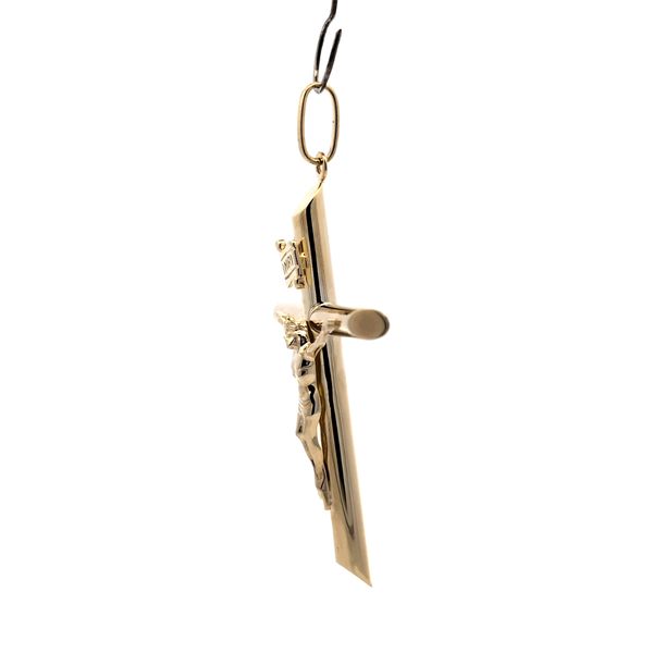 14k Polished Yellow Gold Tubular Crucifix Pendant Image 2 Arezzo Jewelers Elmwood Park, IL