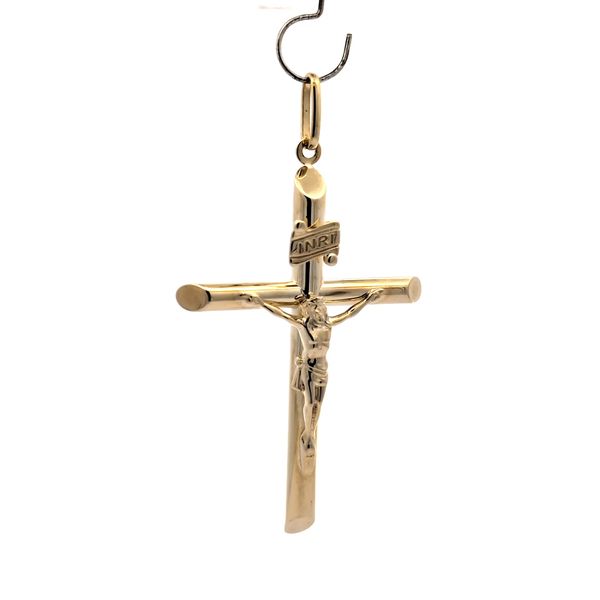 14k Polished Yellow Gold Tubular Crucifix Pendant Arezzo Jewelers Elmwood Park, IL