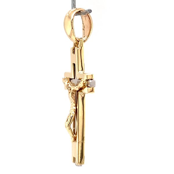 14k Two Tone Crucifix Cross Pendant Image 2 Arezzo Jewelers Elmwood Park, IL
