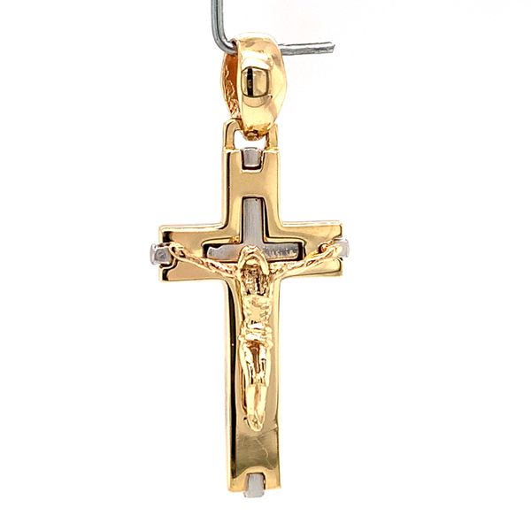 14k Two Tone Crucifix Cross Pendant Arezzo Jewelers Elmwood Park, IL