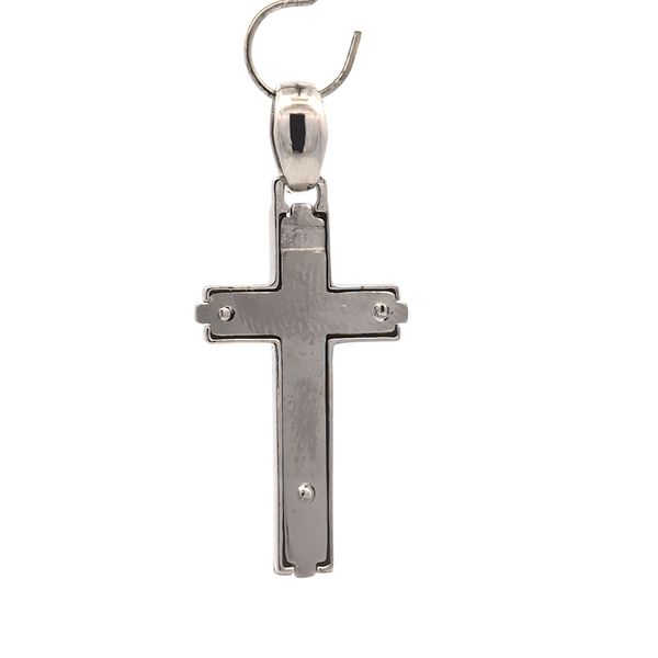 14K White Gold Layered Crucifix Cross Pendant Image 4 Arezzo Jewelers Elmwood Park, IL