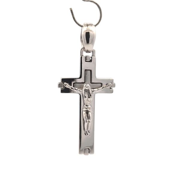 14K White Gold Layered Crucifix Cross Pendant Arezzo Jewelers Elmwood Park, IL