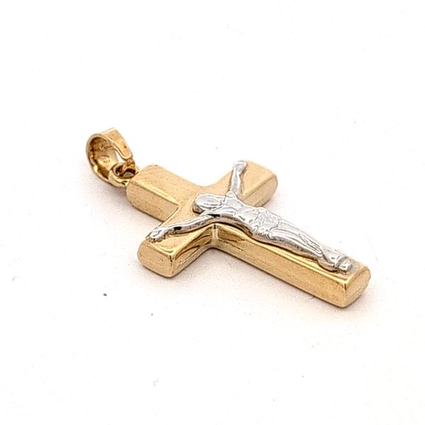 14 Karat Two Tone Box Crucifix Cross Pendant Image 2 Arezzo Jewelers Elmwood Park, IL
