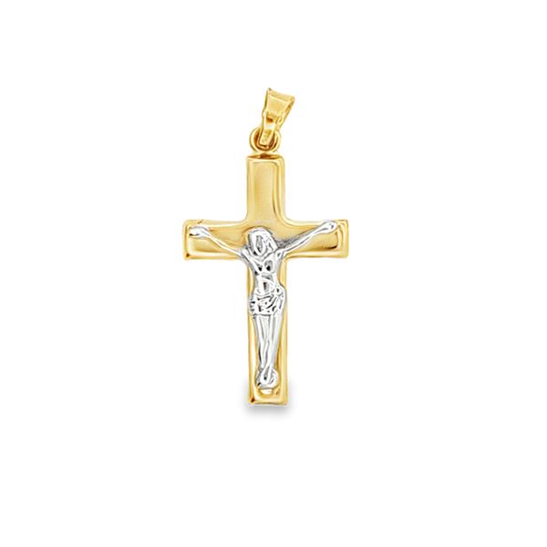 14 Karat Two Tone Box Crucifix Cross Pendant Arezzo Jewelers Elmwood Park, IL